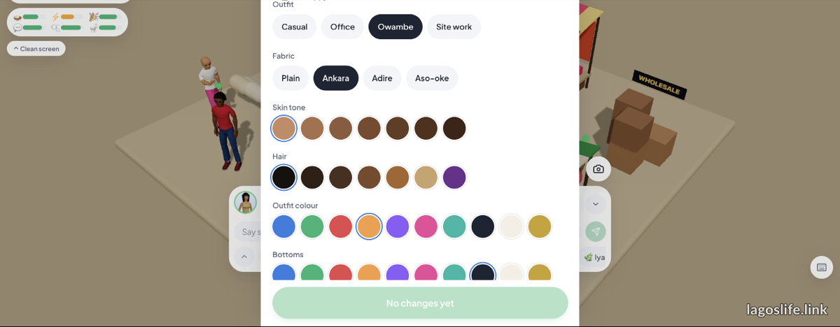 Styling your character in the browser game: presets, not Create-a-Sim