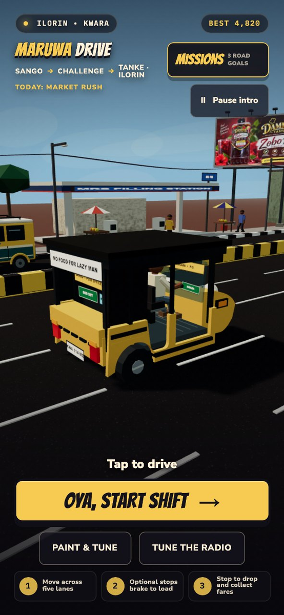 Maruwa Drive: a yellow commercial bus weaving through Ilorin traffic in the platform’s busiest title